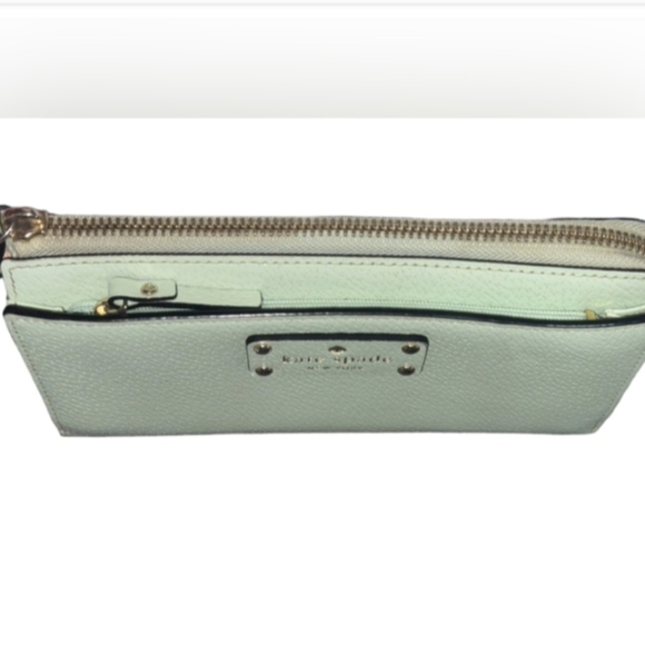 Kate Spade Leather Mint Green Zip Around Wallet/Wristlet